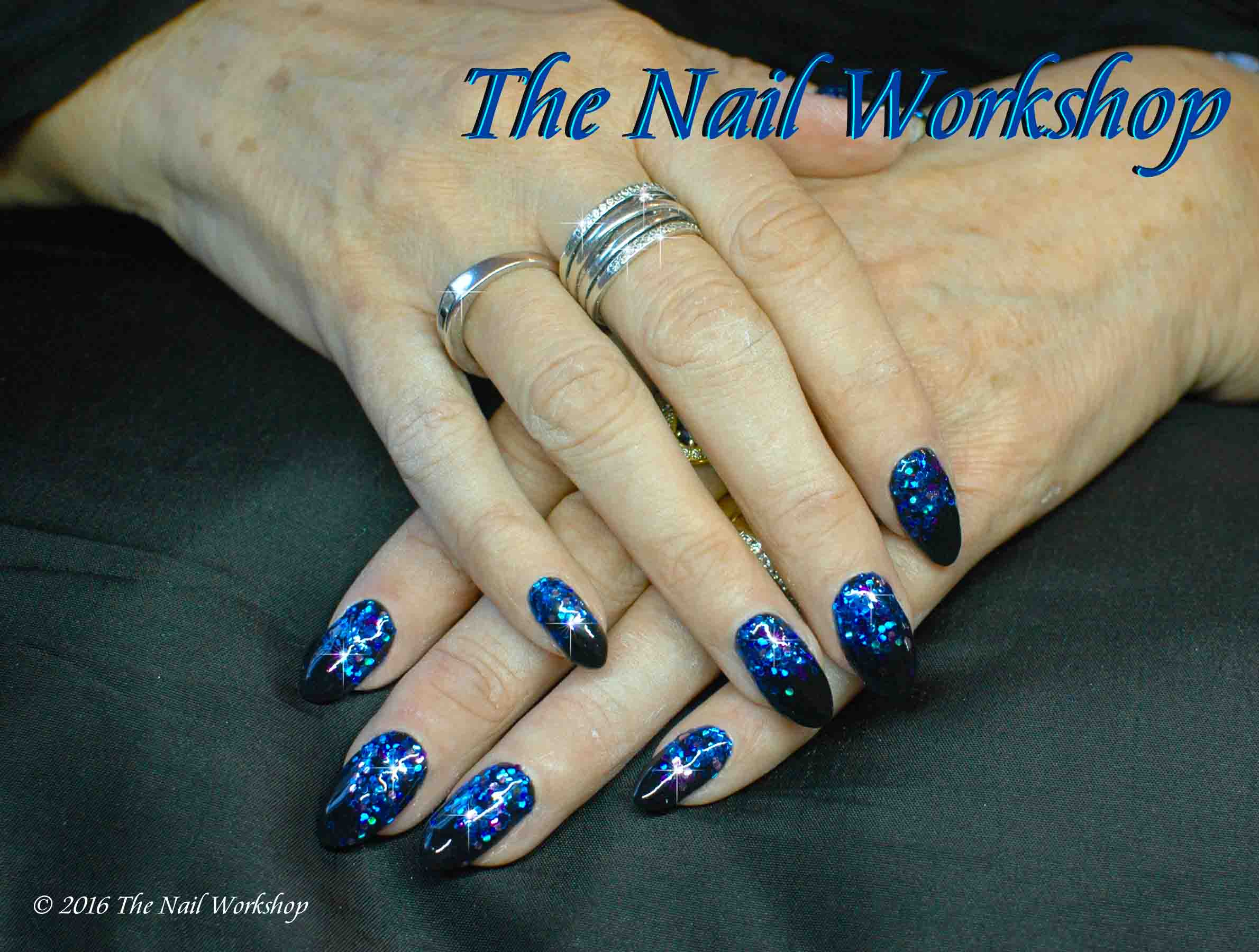  Gel II Midnight Black with Blue Glitter 